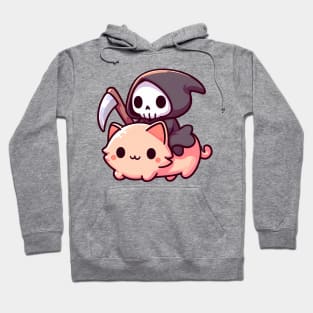 The Grim Reaper riding a cute cat Hoodie